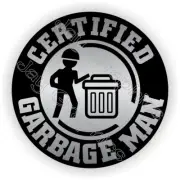 3pk Silver FUNNY GARBAGE MAN Hard Hat Stickers Helmet Decals Truck Driver Trash