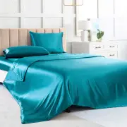 Sheets Full Size Sheet Sets Teal Silk Sheets 4 - Pieces Soft Bedding Set 1 Deep