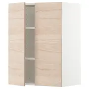 METOD wall cabinet with shelves/2 doors, white/Askersund light ash effect, 60x37x80 cm