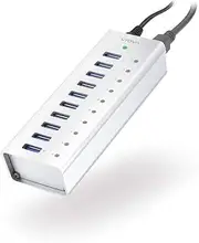 ALOGIC 10 Port USB Hub with Charging – Aluminium Unibody with Power – Prime Series; Compatible with Windows 7, 8, 8.1 and Mac OS X 10.8 or above