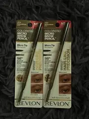 Revlon Colorstay Micro Brow Pencil Hair-Like Precision 454 Medium Brown, 2 packs