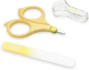 PAFASON Baby Round Tip Safety Manicure Nail Scissors and Baby Glass Nail File Set, Stainless Steel, Czech Float Glass for Infant, Newborns, Babies Toddlers