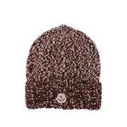 [Moncler] Moncler Cable-knit Logo-detail Beanie ONE SIZE RED/NEUTRALS