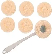 HEALEEP 1 Set Dish Scrubber with Long Detachable Handle Cleaning Brush for Pots Pans and Kitchen Utensils Easy to Clean Cleaning Balls Included