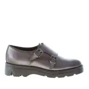 SANTONI women shoes Grey soft napa leather double monk strap made in Italy