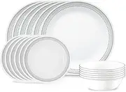 Corelle Mystic Gray Dinnerware Set, 18 Piece, 6 x 26cm Dinner Plate, 6 x 17cm Bread & Butter Plate, 6 x 532mL Soup/Cereal Bowl