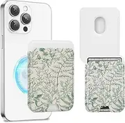 Obbii Magnetic Card Holder Phone Wallet, Leather Magnetic Card Holder fo Back of Phone Card Wallet for MagSafe Compatible for iPhone 16/15/14/13/12 Series, Green