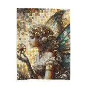 Velveteen Plush Blanket Steampunk Fairy Retro Digital Pixel Mosaic Fantasy Cute