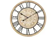 Willow & Silk XL Carved Industro-Hamptons Analogue Hanging Wall Clock 60cm