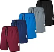 [kuzwufs] Men's Sports Shorts Breathable Gym Fitness Trousers Dry Fit Running Shorts Training Functional Shorts, Black/Grey/Navy/Blue/Red, XL