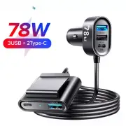 78W 5-in-1 Car Charger Fast USB C Car Charger PD 3.0 QC 4.0 3.0 PPS 25W Type Car