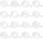 Latte Art Template, 16 PCS Coffee Decorating Stencils for Cappuccino, Cookie