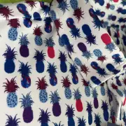 TailorByrd NWT Mens Large Golf Polo Shirt White w/ Blue & Red Pineapples SS NWT