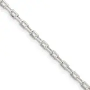 22 Inch Sterling Silver 2.2mm Diamond-Cut Long Link Cable Chain