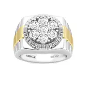 Bevilles Men's Tablet Look Ring with 1.60ct of Laboratory Grown Diamonds in Mirage Sterling Silver,