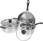 SECFOU Cookware Set Stainless Steel Soup Pot Frying Pan Lightweight Heat Resistant for Cooking
