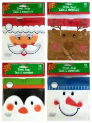 CHRISTMAS CELLO PARTY GIFT 18 Count TREAT BAGS w/ Drawstring ~ 2 Packs (Random)