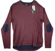 Buffalo David Bitton Burgundy Elbow Patch Sweater - Men's L - Pullover
