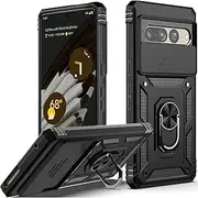 [Rockdex] for Google Pixel 8A Case Back Camera Lens Slide Cover Ring Kickstand Quality Armor Military Grade (for Pixel 8A,Black)
