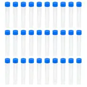 10mL Plastic Test Tubes, 30 Pack Frozen Container Storage Blue Screw Cap, Clear