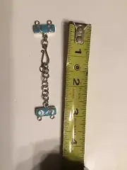 Sterling Silver/Turquoise blue enameled 17x11mm ,Hook & Eye Clasp for 2-strands