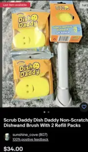 Scrub Daddy Dish Daddy Non-Scratch Dishwand Brush With 2 Refill Packs