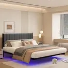 Floating Bed Frame Queen with LED Lights and Charging Station,Queen Bed Frame...