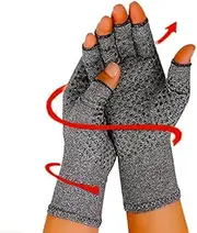 Arthritis Compression Hand Gloves - Open Finger Computer Typing Mittens Gloves, Relieve Carpal Tunnel, RSI, Tendonitis, Rheumatoid and Osteoarthritis Joint Pain, Breathable Hand Warmer Men & Women (1 Pair) (Small)