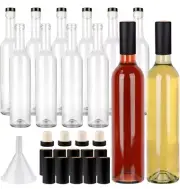 12 Pack 16oz Clear Glass Bottles With Cork Lids And Pvc Shrink Capsules [D3]