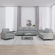 3 Piece Sofa Set with Cushions, Light Grey Fabric - Comfortable and Durable Furniture for Living Room or Apartment, Includes Sofa Chair, 2-Seater, and 3-Seater Sofas