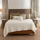 BEIGE REVERSIBLE SOLID COLOR EMBOSSED LIGHT BLANKET SOFTY AND WARM KING SIZE