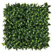 Costway 12PCS 50 x 50 cm Artificial Grass Wall Panels Indoor Outdoor Topiary Gardenia Shrub Decoration Green