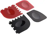 4Pcs Durable Plastic Grill Pan Scrapers Heat Resistant Cookware Cleaner for Cast Frying Pans BBQ Tools Non Slip Design Black and Red