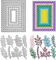 Leaf Plant Metal Die Cuts Rectangle Lace Cutting Dies, AFUNTA 2 Sets Die Cuts for Card Making Embossing Stencils for DIY Crafts Scrapbook Album Decorative, Scrapbook Card Making