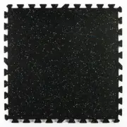 FloorPop Gym Floor Tile 24"x24"x.47"Thick Rubber Interlocking Black (4Tile/case)