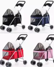 New Colored Skin Travel Folding Pet Carrier Stroller for Dogs Cats w/Cup Holders