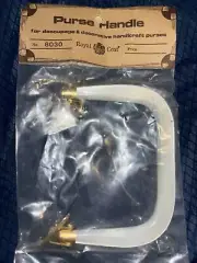 Vintage ROYAL COAT White MOP Lucite Round Purse Handle Replacement 8030 NOS