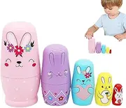 Bunny Russian Nesting Dolls, Stacking Dolls Wood for Kids, Cartoon Children Stacking Playset, Desktop Decor Ornament for Kids Adults
