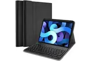 For Apple iPad Air 4 4th Gen Bluetooth Keyboard Case, Lightweight Protective Slim Folio Leather Smart Sleep Awake Cover Case with Detachable Wireless Bluetooth Keyboard (Black)