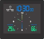 Daseeme Thermohygrometer Clock Digital Alarm Clock Indoor Thermometer Hygrometer Clock with Dual Snooze Alarm Function Desktop & Wall-Mounted USB & Battery Operated Color Screen Display