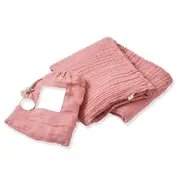 Nordic Kids Baby Muslin Cotton Double Blanket w/ Bag For Cot/Pram Dusty Rose
