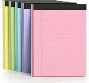 AILZFEI 5 Pack Colored Legal Pads 8.5 x 11 College Ruled Paper Note Pads Narrow Ruled 50 Sheets per Notepad Perforated Writing Pad Durable Sturdy Back 8x11 Pads of Paper Pink Purple Blue Green Yellow