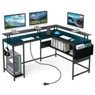 L-Shaped Gaming Desk Computer Desk w/ Monitor Stand Corner Computer Workstation