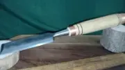 Timber Frame Wood Chisel 1 1/2 inch with Hand Turned 8" American Ash Handle