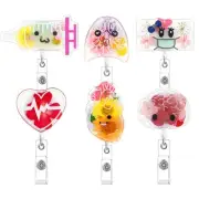 6 Pcs Cute Nurse Badge Reel Holders with Clip Retractable Brain Lung Cardiac ...
