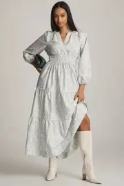 Loverly Grey x Anthropologie Women’s Size 3X Blue Print The Somerset Maxi Dress