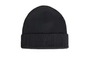 Dents Mens Wool Beanie Winter Rib Fine Knit Warm Hat Ski Turn Up - Black
