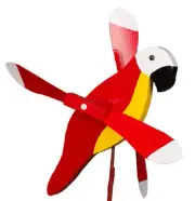 Amish Crafted Whirlybird Whirligig Garden Stake Wind Spinner - Red Parrot