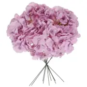 10Pcs Artificial Silk Hydrangea Flower Heads with Stems for Decor, Purple