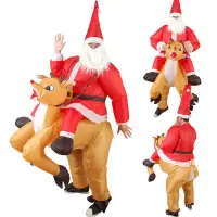 在飛比找蝦皮購物優惠-奇異裝聖誕節搞笑親子裝扮服裝道具服麋鹿馴鹿騎鹿聖誕老人充氣衣